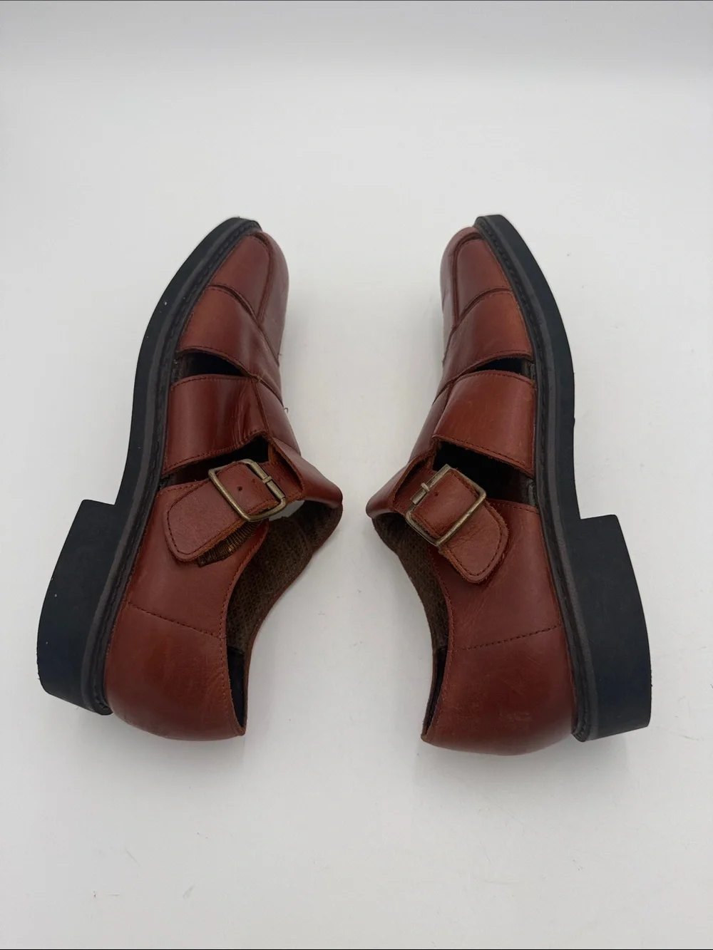 Vintage AEROSOLES Men's Chestnut Brown Leather Slip-On Fisherman Loafers 9M Y2K